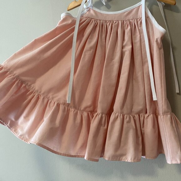 Handmade Children's Pink White 100% Cotton Tie Spaghetti Strap Dress - Picture 13 of 14